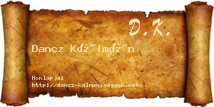 Dancz Kálmán névjegykártya